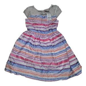 Gymboree Pink Blue Orange Striped Girls Dress